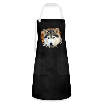 Husky - Kontrastschürze - Schwarz/Weiß - Vorne - Zoe (177cm)