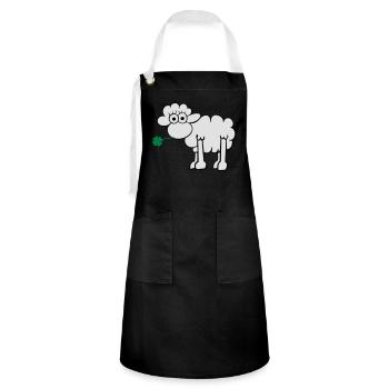 Les moutons avec du trèfle - Tablier contrasté - noir/blanc - Devant - Zoe (177cm)