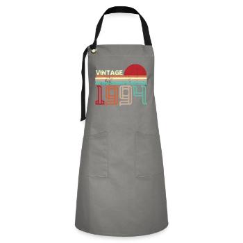 Vintage Geburtstag Retro Sonnenuntergang Design - Kontrastschürze - Grau/Schwarz - Vorne - Zoe (177cm)