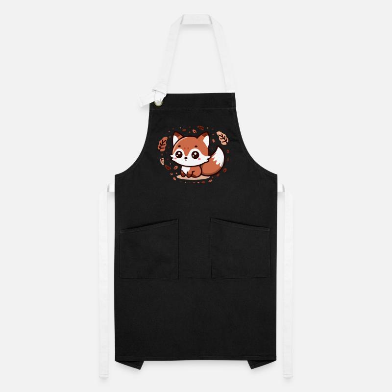 Charme d’automne : Chibi Fox avec queue duveteuse Tablier contrasté