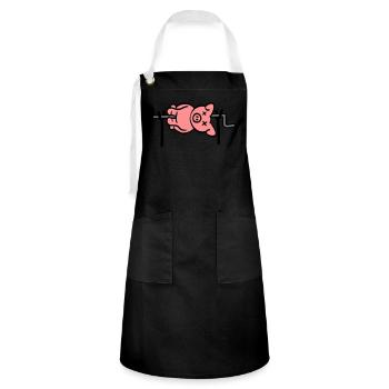 Pig Barbecue - Kontrastschürze - Schwarz/Weiß - Vorne - Zoe (177cm)