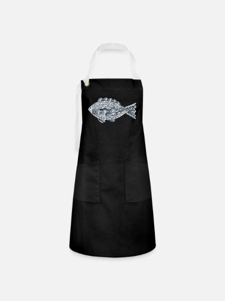 Fisch - Kontrastschürze - Schwarz/Weiß