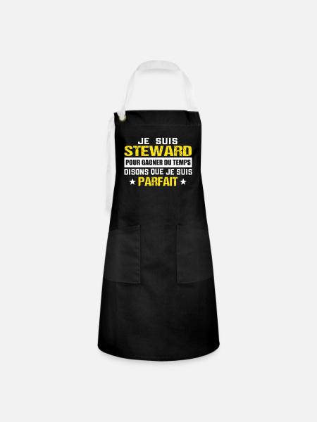 Steward lustiges Geschenk - Kontrastschürze - Schwarz/Weiß