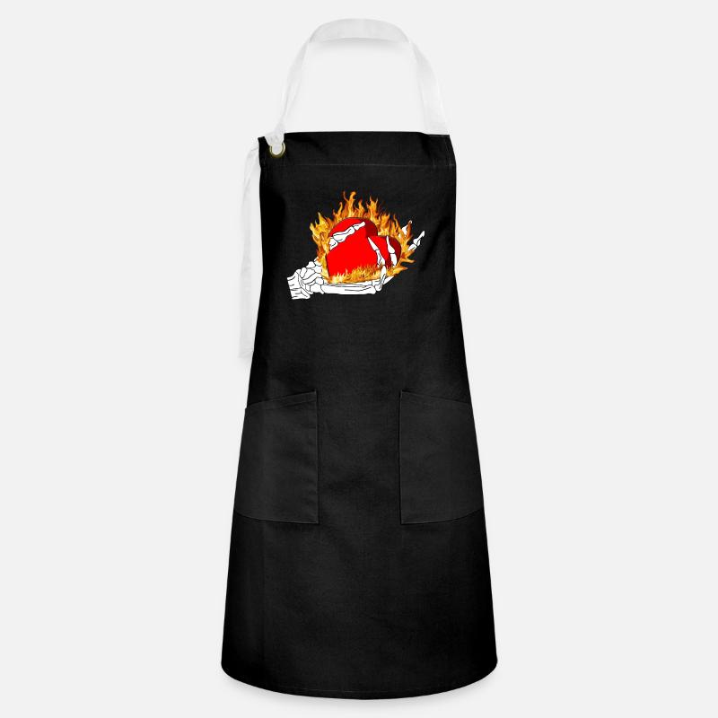 Cook hand holds a heart on fire - Artisan Apron - black/white
