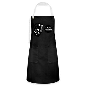 Bembel 100% HESSEN #FFM #BembelDesign #069 - Kontrastschürze - Schwarz/Weiß - Vorne - Zoe (177cm)