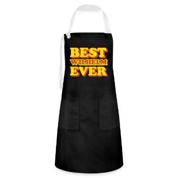 Wilhelm First Name Funny Gift - Artisan Apron - black/white - Front - Zoe (177cm)