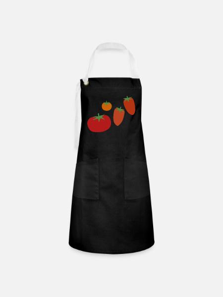 Tomaten - Kontrastschürze - Schwarz/Weiß