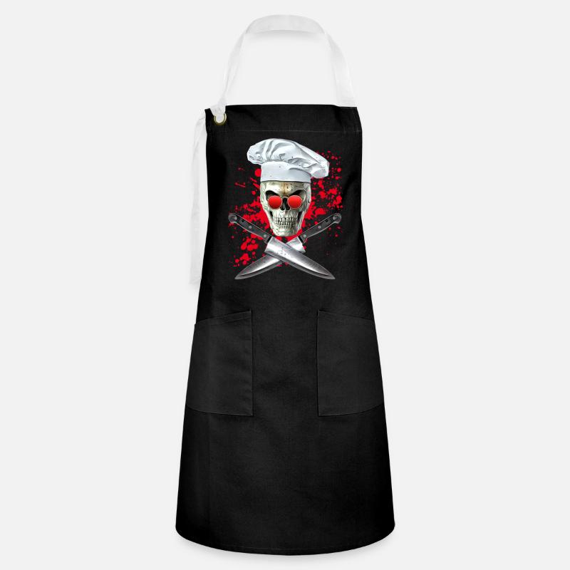 splatter skull cook - Artisan Apron - black/white