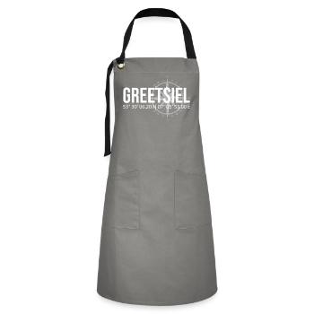 Koordinaten Greetsiel - Kontrastschürze - Grau/Schwarz - Vorne - Zoe (177cm)