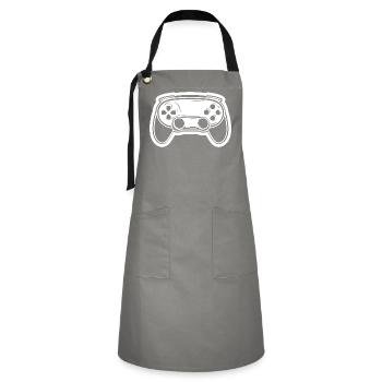 Video Game Controller Drawing - Artisan Apron - grey/black - Front - Zoe (177cm)