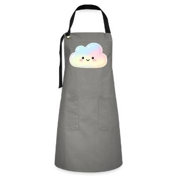 Pastel Cloud with Cute Face Sleep Cloud - Artisan Apron - grey/black - Front - Zoe (177cm)