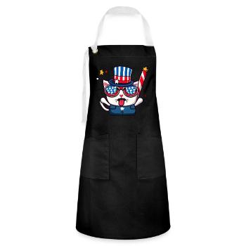 Patriotic Cat 4th of July Outfit - Artisan Apron - black/white - Front - Zoe (177cm)