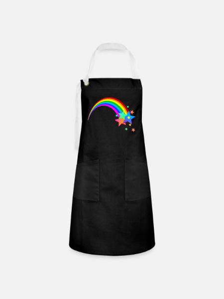 Regenbogen Sternschnuppe - Kontrastschürze - Schwarz/Weiß