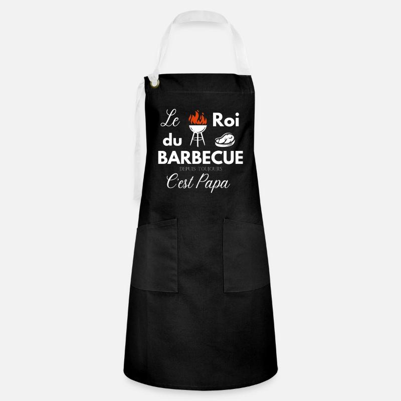 Tablier LE ROI DU BBQ c'est papa - Tablier contrasté - noir/blanc