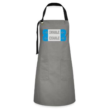 Inspirez expirez Yoga citation - Tablier contrasté - gris/noir - Devant - Zoe (177cm)
