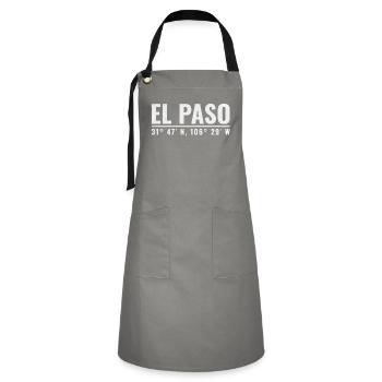 El Paso Vintage Schriftzug - Kontrastschürze - Grau/Schwarz - Vorne - Zoe (177cm)