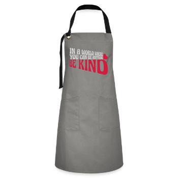 you can be kind - Kontrastschürze - Grau/Schwarz - Vorne - Zoe (177cm)