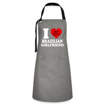 I Love My Brazilian Girlfriend Funny Heart - Artisan Apron - grey/black - Front - Zoe (177cm)