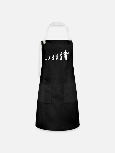 Evolution vom Baby zum Koch / Restaurant - Kontrastschürze - Schwarz/Weiß