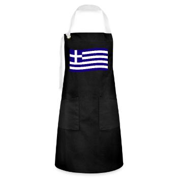 Grèce Drapeau grec Hellas Hellène - Tablier contrasté - noir/blanc - Devant - Zoe (177cm)