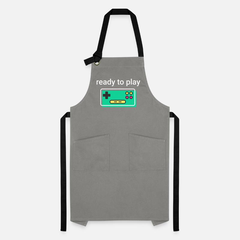 ready to play: retro clean game controller white Artisan Apron