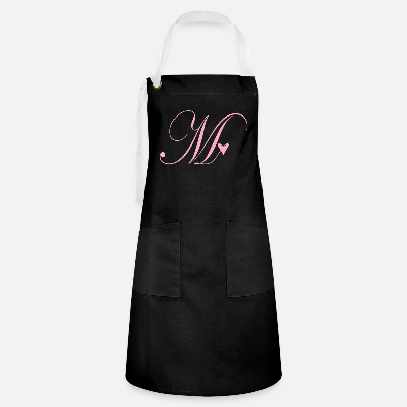 Monogram M Heart Vine - Artisan Apron - black/white