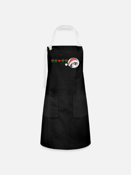 Pinguin mit Weihnachtsmütze - Kontrastschürze - Schwarz/Weiß