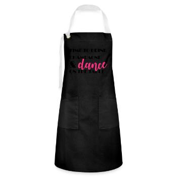 Time to drink and dance on the table - Artisan Apron - black/white - Front - Zoe (177cm)