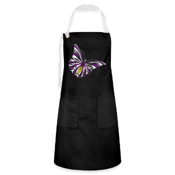 Schmetterling asexual non binary labrys lesbian - Kontrastschürze - Schwarz/Weiß - Vorne - Zoe (177cm)