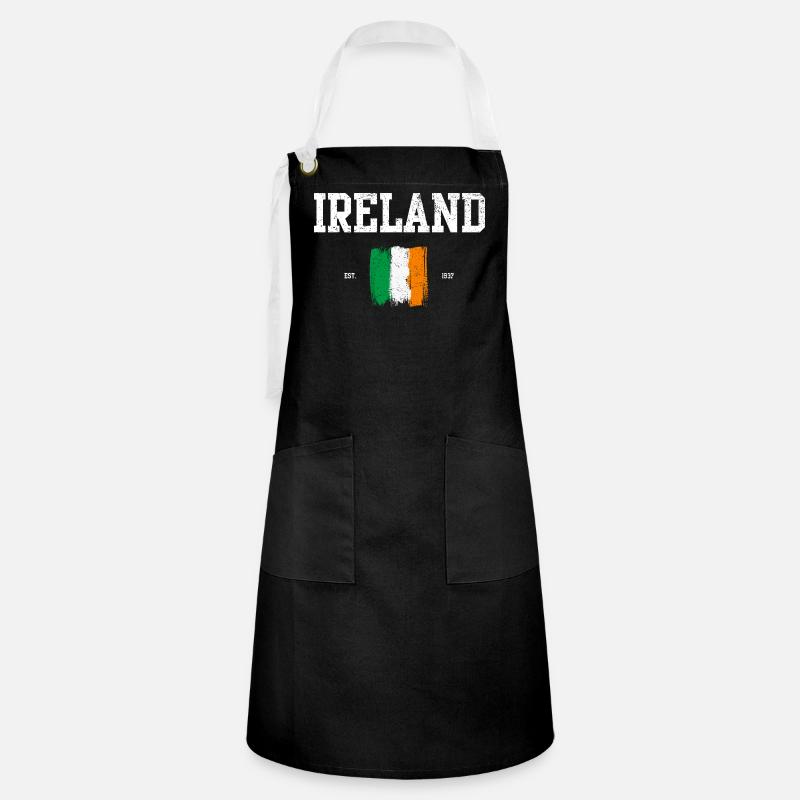 Drapeau de l’Irlande Brushstroke Design - Tablier contrasté - noir/blanc