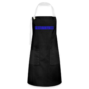 #You need to calm down - Blue! - Kontrastschürze - Schwarz/Weiß - Vorne - Zoe (177cm)