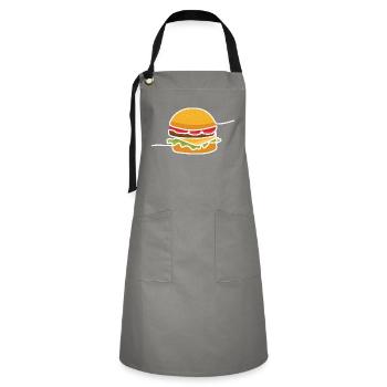 Burger - Kontrastschürze - Grau/Schwarz - Vorne - Zoe (177cm)