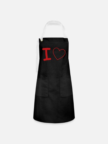 i love - Kontrastschürze - Schwarz/Weiß