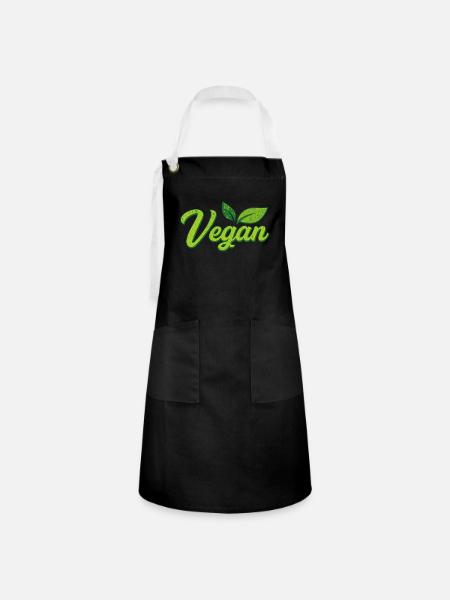 Vegan - Kontrastschürze - Schwarz/Weiß