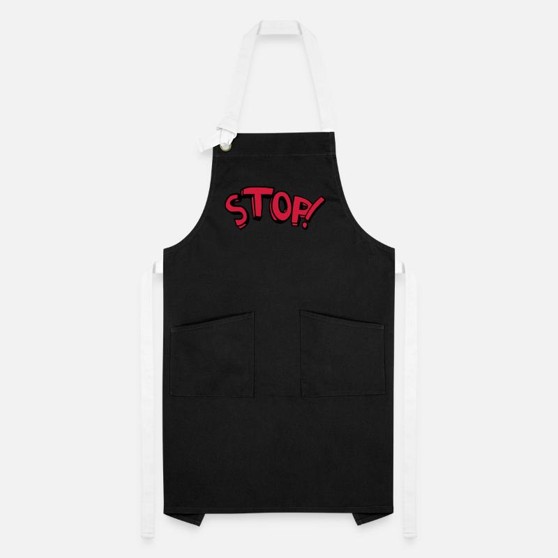 Stop Stehen Bleiben Comic Spruch Kontrastschürze
