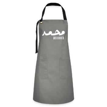 Mohammed name in Arabic - Artisan Apron - grey/black - Front - Zoe (177cm)
