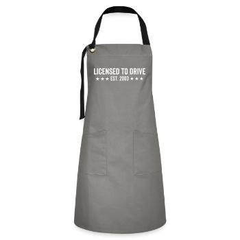 Licensed to Drive Est. 2003 - Artisan Apron - grey/black - Front - Zoe (177cm)