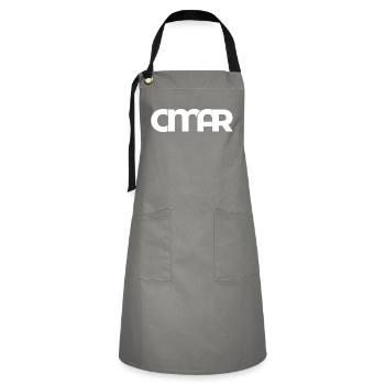 Omar Name Arabischer Vorname Schrift Geschenkidee - Kontrastschürze - Grau/Schwarz - Vorne - Zoe (177cm)
