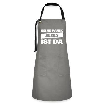 Vorname Alexa - Kontrastschürze - Grau/Schwarz - Vorne - Zoe (177cm)