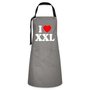 I love xxl - Kontrastschürze - Grau/Schwarz - Vorne - Zoe (177cm)