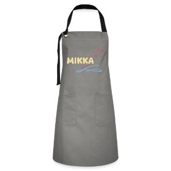 Geschenk Mikka - Kontrastschürze - Grau/Schwarz - Vorne - Zoe (177cm)