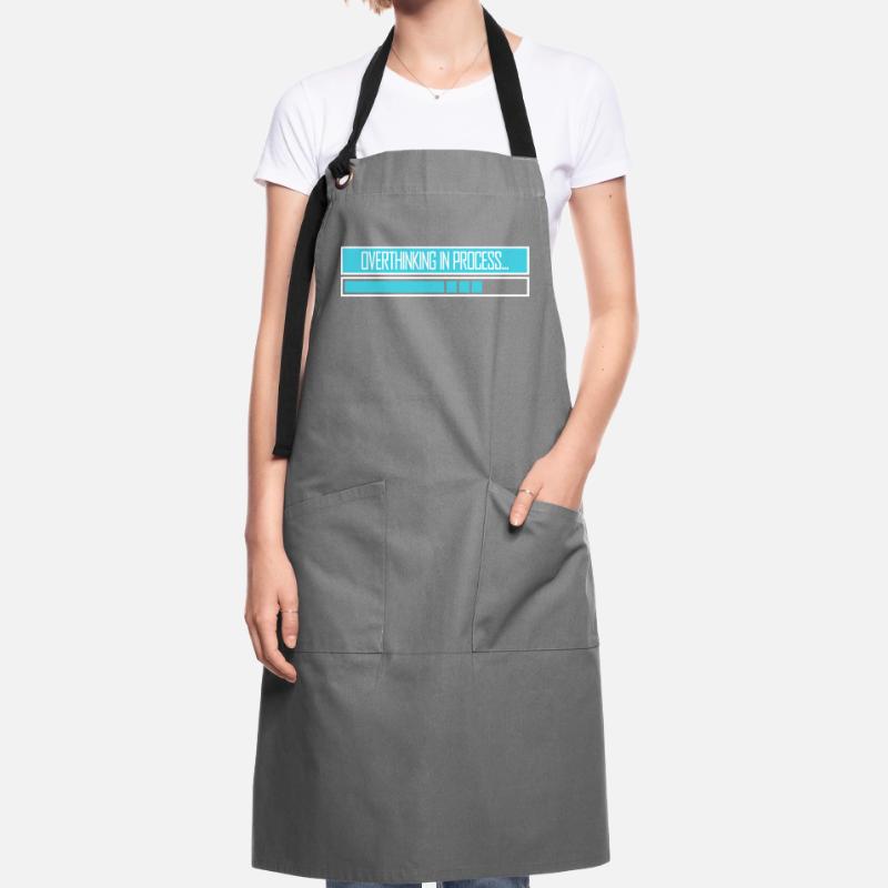 Overthinking In Process Funny Brooding Saying Logo Artisan Apron