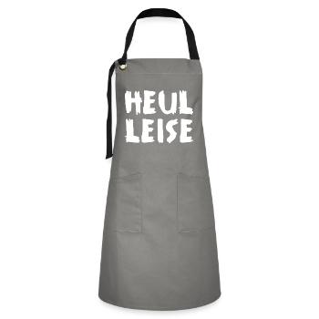 Heul Leise - Kontrastschürze - Grau/Schwarz - Vorne - Zoe (177cm)