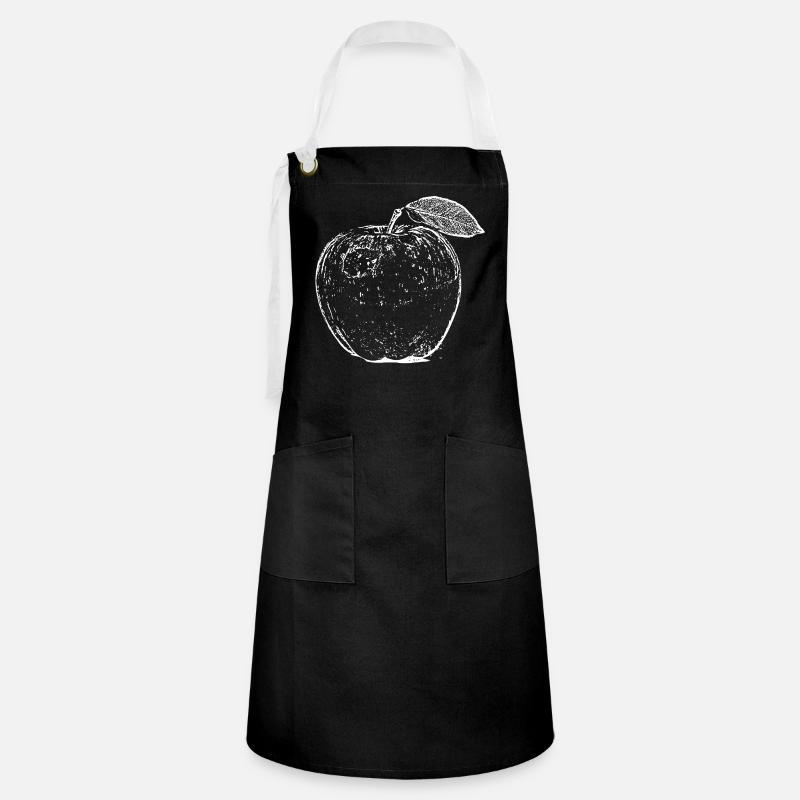 Apple Fruit Hand Drawn - Artisan Apron - black/white