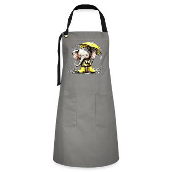 Elephant in the rain - Artisan Apron - grey/black - Front - Zoe (177cm)