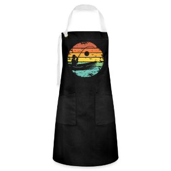 Fishing Fisherman Boat Retro Sunset - Artisan Apron - black/white - Front - Zoe (177cm)
