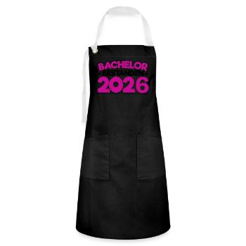 Bachelor 2026 Abschluss Promotion Sponsion - Kontrastschürze - Schwarz/Weiß - Vorne - Zoe (177cm)