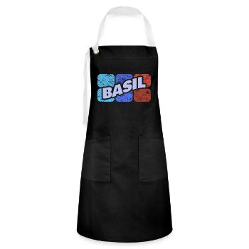 Geschenk für Basil - Kontrastschürze - Schwarz/Weiß - Vorne - Zoe (177cm)
