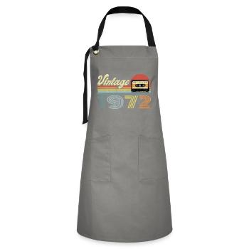 Vintage 1972 Gift for your 49th birthday - Artisan Apron - grey/black - Front - Zoe (177cm)