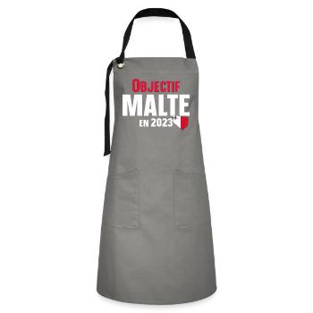Malte 2023 Maltais Europe Pays Cadeau Humour - Tablier contrasté - gris/noir - Devant - Zoe (177cm)